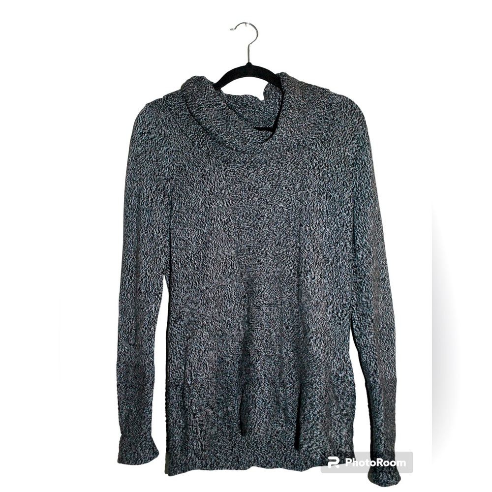 Calvin Klein Sweater Cowl Neck Chunky Knit Black Gray Women's small